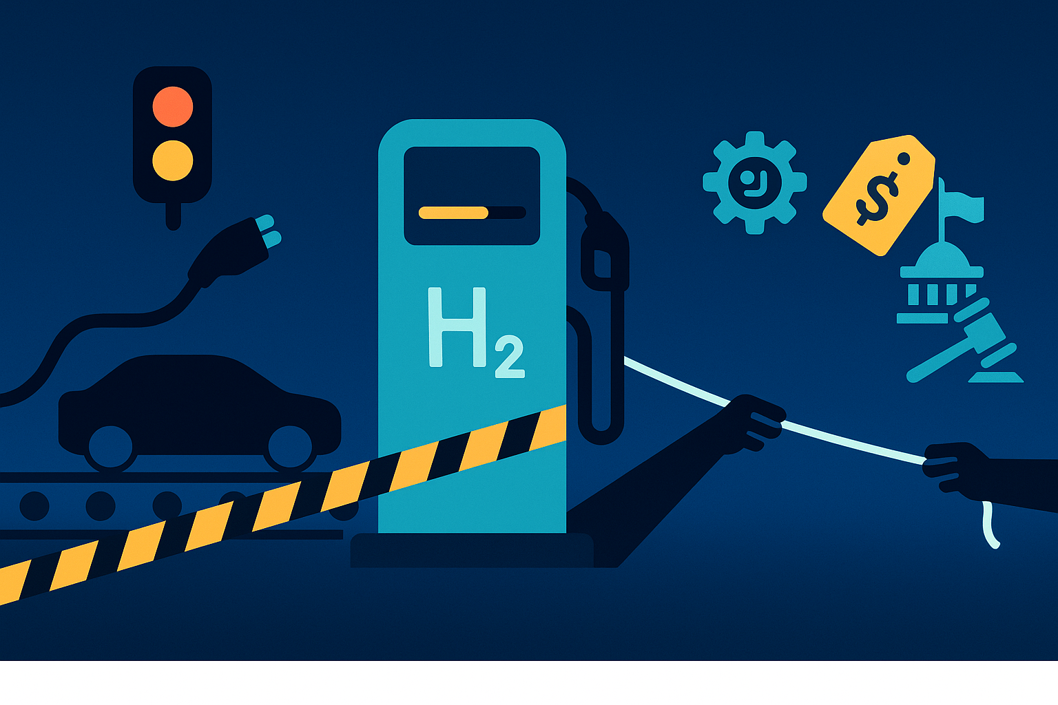 EV and hydrogen slowdowns 2025 illustration