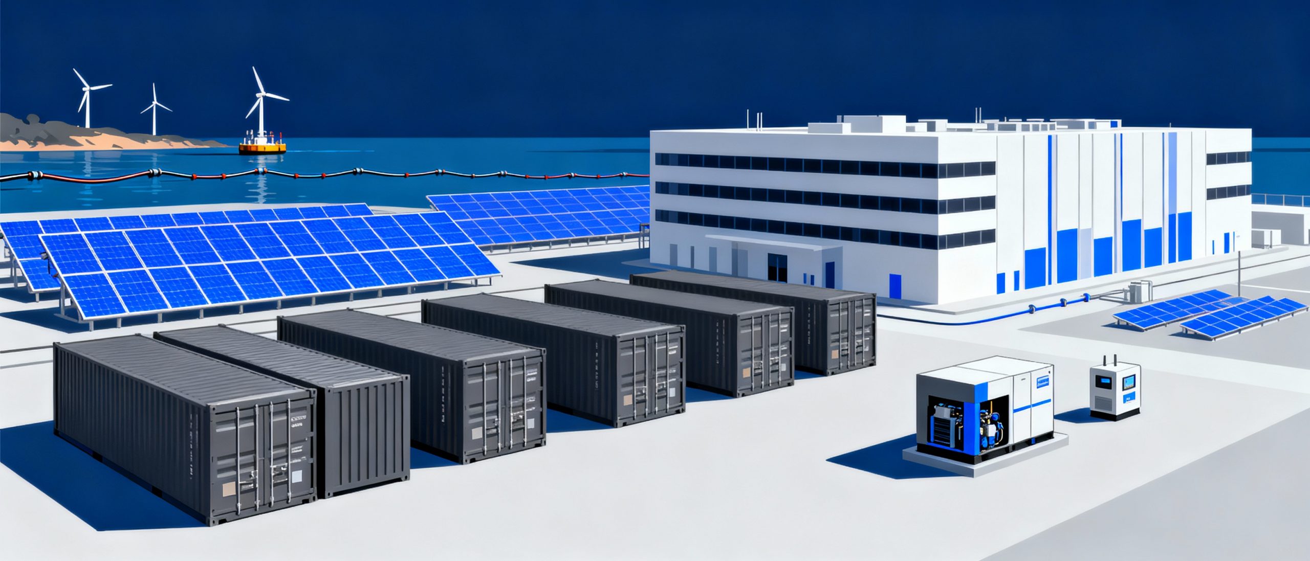 UK's data centre grid capacity crisis - an AI data centre powered by a renewable microgrid with offshore wind, solar PV, battery energy storage and hydrogen-ready backup generation bypassing grid constraints