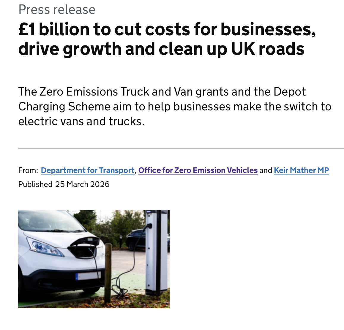 UK Zero Emission HGV Funding: £1bn, But Read the Small Print 10 Press release for the UK Zero Emission HGV Funding scheme