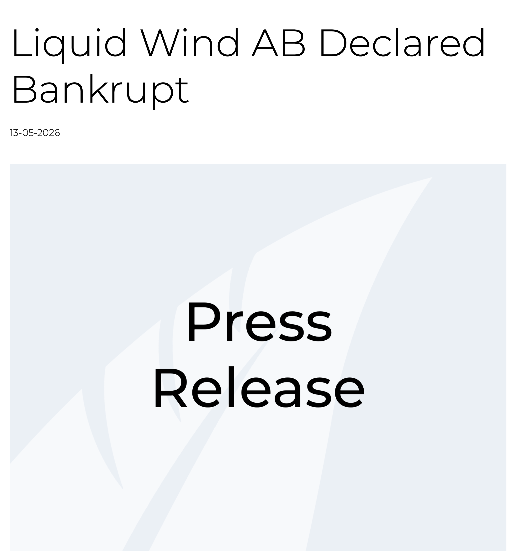 Liquid Wind Bankruptcy: What €64M and a Pioneer’s Collapse Reveals 9 Screenshot of the company web page saying Liquid Wind Declared Bankrupt