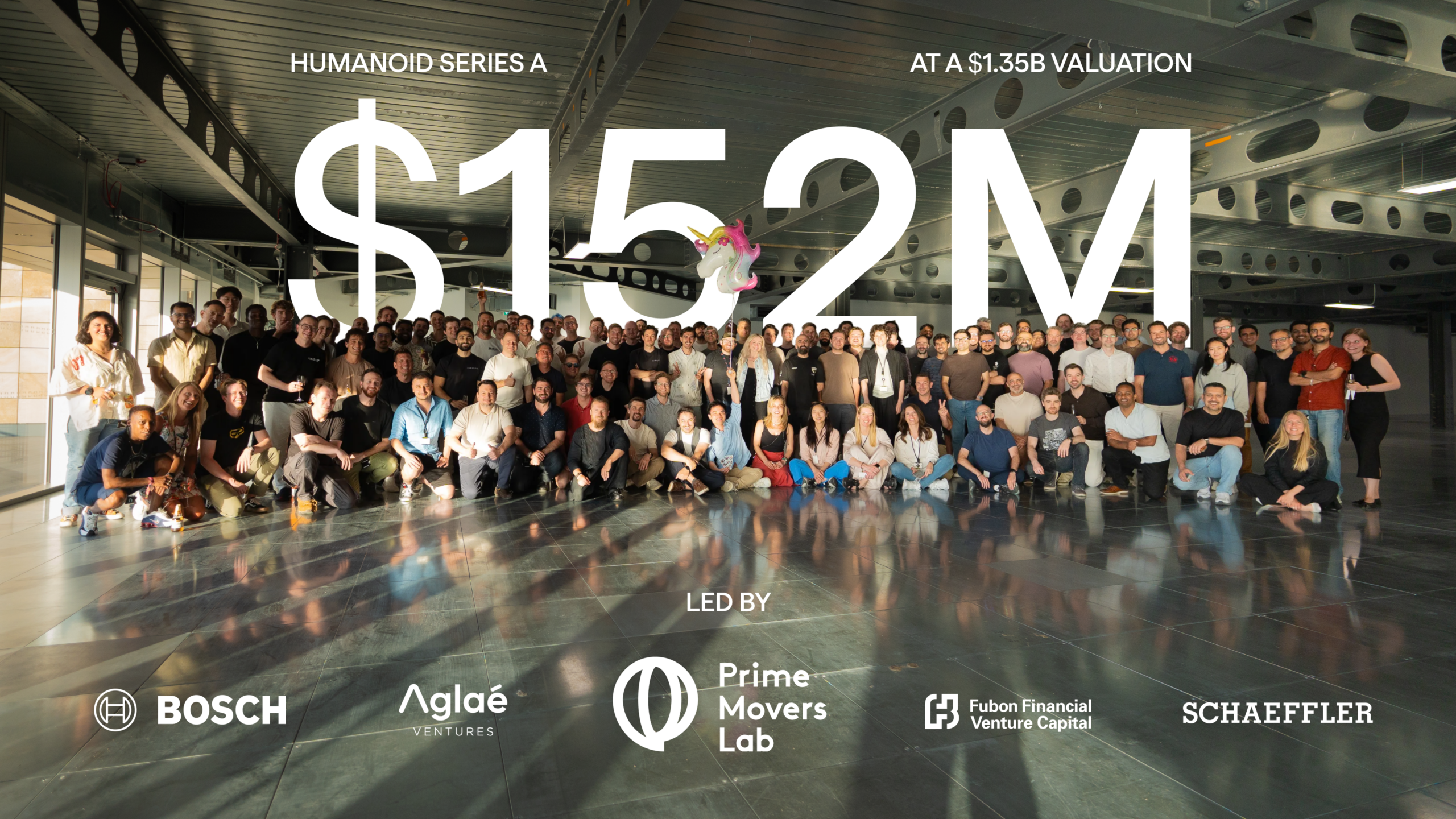 Humanoid Robot Funding Is Accelerating — And Investors Are Betting on Physical AI 2 The Humanoid team marking its $152 million Series A funding round at a $1.35 billion valuation.